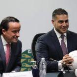Omar García Harfuch, titular de la Secretaría de Seguridad Ciudadana de la Ciudad de México y el presidente Ejecutivo de la Liga MX, Mikel Arriola Peñalosa. Foto: Especial 