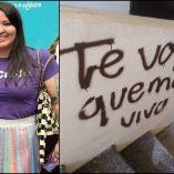 Collage de Luz Raquel Padilla y pinta de una amenaza contra ella