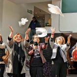 Laura Emilia Pacheco (izq.), Silvia Velázquez (centro) y Lucina Jiménez (der.)