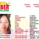 Constanza Amelie Herrera Mayorga, niña de 11 años de edad, deasaparecida en NL