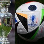 Trofeo de la Eurocopa 2024 y balón con el que se disputa el certamen en Alemania.
