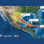 Mapa con la trayectoria del huracán Beryl.