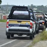 Elementos de la policía municipal de Chiapas en la frontera con Guatemala