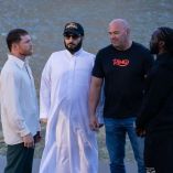 Saúl Canelo Álvarez y Terence Crawford junto a Dana White.