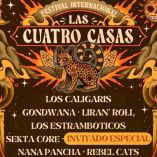 Cartel del Festival Internacional Las Cuatro Casas donde se presentarán gratis Los Caligaris