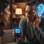 La diabetes afecta los vasos sanguíneos del oído, lo que disminuye la capacidad auditiva. Imagen hecha con IA.