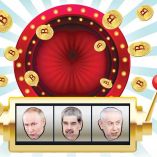 Fotoarte de una máquina tragamonedas con las caras de Putin, Maduro y Netanyahu.