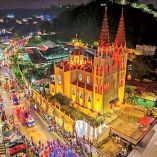 Vista aérea de una de las calles del municipio de Papantla, en Veracruz.