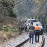 Autoridades mantienen resguardada la zona del accidente del Tren Interoceánico.