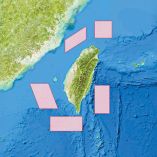 Mapa de la zona maniobras de fuego real de China alrededor de Taiwán.