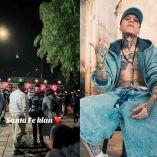 Así lució la fiesta de Año Nuevo organizada por Santa Fe Klan en las afueras de su domicilio en Silao.