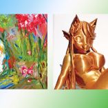 Óleo de Sofía Acosta y la escultura de Murakiit.