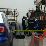 Policías y elementos de protección civil las obras de la línea 6 del Metro