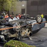 Volcadura en Iztacalco.