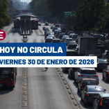 Hoy No Circula del 30 de enero del 2026.