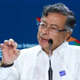 El presidente de Colombia, Gustavo Petro, pronuncia un discurso durante el Foro Económico Internacional de América Latina y el Caribe 2026, en la Ciudad de Panamá, Panamá, el 28 de enero de 2026.