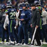 Jan 17, 2026; Seattle, WA, USA; Seattle Seahawks head coach Mike MacDonald looks on from the sidelines during the first half against the San Francisco 49ers in an NFC Divisional Round game at Lumen Field. Mandatory Credit: Steven Bisig-Imagn Images