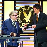 BEVERLY HILLS, CALIFORNIA - FEBRUARY 07: (L-R) Guillermo del Toro accepts a Directors Guild of America Feature Film Medallion for "Frankenstein" from Jacob Elordi onstage during the 78th Annual Directors Guild Of America Awards at The Beverly Hilton on February 07, 2026 in Beverly Hills, California.   Kevin Winter/Getty Images for DGA/AFP (Photo by KEVIN WINTER / GETTY IMAGES NORTH AMERICA / Getty Images via AFP)