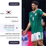 La página oficial de FIFA cobra alrededor de $13,000 pesos como cargo por servicio.