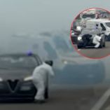 Se viraliza video la explosión y asalto a camioneta de valores.