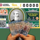 Cachito del Sorteo Mayor 4001 de la Lotería Nacional del martes 10 de febrero de 2026, con premio mayor de 21 millones de pesos en tres series y dedicatoria al bicentenario del natalicio del general Mariano Escobedo.