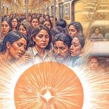 Ilustración sobre el calor extremo que se vive en el Metro y en el tránsito.