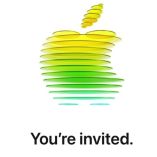 Diseño de la invitación al Apple Event del 4 de marzo, con un logotipo estilizado en tonos verdes y amarillos sobre fondo blanco y el texto “You’re invited”, difundida por Apple a medios.