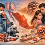 Ilustración sobre el aumento de casos de tuberculosis y sífilis en México.