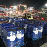 Marina y adunas decomisaron 16 mil 760 kilogramos de Cloruro de Bencilo, precursor de drogas sintéticas, en el Recinto Portuario de Manzanillo.