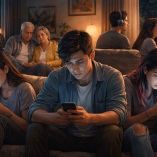 Ilustración sobre la desconexión familiar entre jóvenes de 18 a 34 años en México.