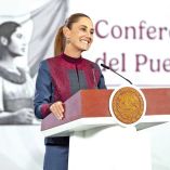 Claudia Sheinbaum, presidenta de México, durante su mañanera del 5 de marzo de 2026.