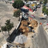 Socavón frente al Estadio Azteca.