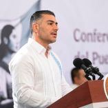 Omar García Harfuch en la mañanera en Colima