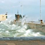 VERACRUZ. Una familia de Jalisco quedó atrapada por las olas de cuatro metros en la macroplaza del Malecón del puerto jarocho.