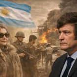 Ilustración sobre la dictadura en Argentina de Isabel Perón Javier Milei.