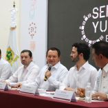 Funcionarios de Yucatán durante conferencia de prensa en CDMX sobre la Semana Yucatán en México 2026 en el Palacio de los Deportes