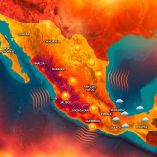 Mapa de México mostrando los estados afectados por la ola de calor y temperaturas de 45 grados según el pronóstico del SMN