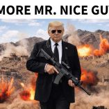 Donald Trump, con gafas y un fusil de asalto en imagen generada por IA.