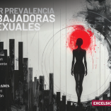 Ilustración de una silueta femenina frente a un entorno abstracto con un punto de tensión visual que simboliza el riesgo de VIH en contextos de prostitución.