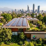 Casa sustentable en la CDMX con paneles solares y azotea verde, ilustrando la iniciativa de descuento en el pago del predial.
