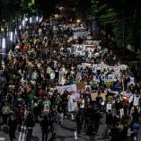 La marcha se detuvo y no pudo avanzar más allá de la intersección de la calzada de Tlalpan y el Viaducto