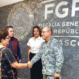 Ernestina Godoy Ramos, titular de la FGR durante su visita a la sede de Villahermosa.