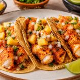 Sencillos tacos de pescado al pastor para una comida saludable