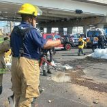 El tráiler, cargado con maíz, siguió su camino y provocó otro accidente metros adelante de donde ocurrió el primer accidente