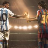 Lionel Messi vistiendo las dos playeras con las que más se le recuerda, la del Barcelona y Argentina.