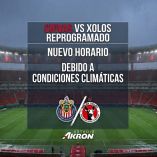 Condiciones climáticas obligaron a la reprogramación del partido entre Chivas y Xolos correspondiente a la Jornada 5 del Apertura 2026.