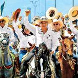 Américo Villareal, gobernador de Tamaulipas, durante la Cabalgata de la Unidad.