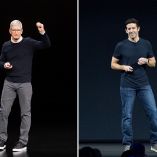 John Ternus (derecha) es la nueva cabeza de Apple reemplazando a Tim Cook (izquierda)