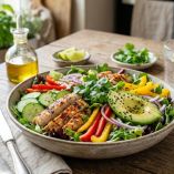 Ensalada de pepino y pollo para una cena ligera