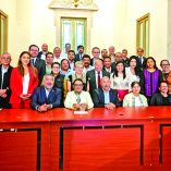 La secretaria de Gobernación, Rosa Icela Rodríguez, y el encargado de la política interna del Estado de México, Horacio Duarte Olivares.